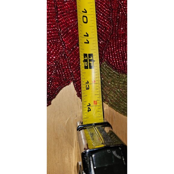 Beaded Placemat Poinsettia Handmade 13"x13" Christmas Decor - Picture 4 of 5